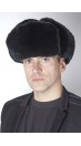 Black rex rabbit fur hat Russian style